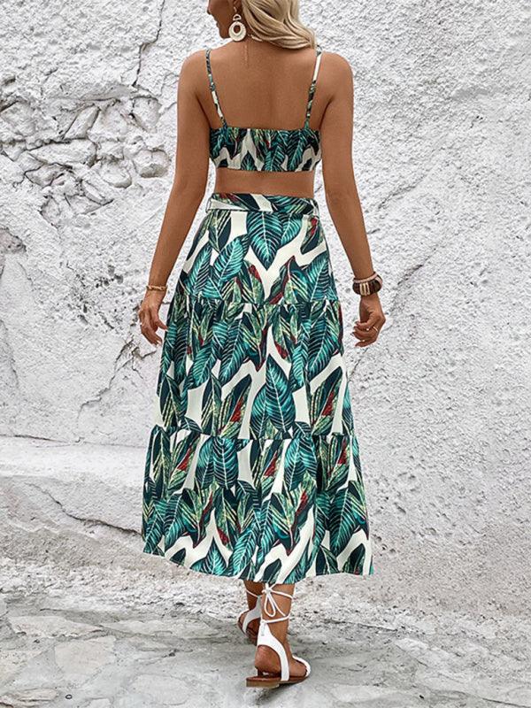 Fashion Printed Holiday Ladies Camisole Two-Piece Backless Suit - 808Lush