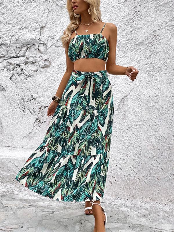 Fashion Printed Holiday Ladies Camisole Two-Piece Backless Suit - 808Lush