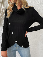 Fashion Top Long Sleeve Irregular Black Knit Sweater - 808Lush