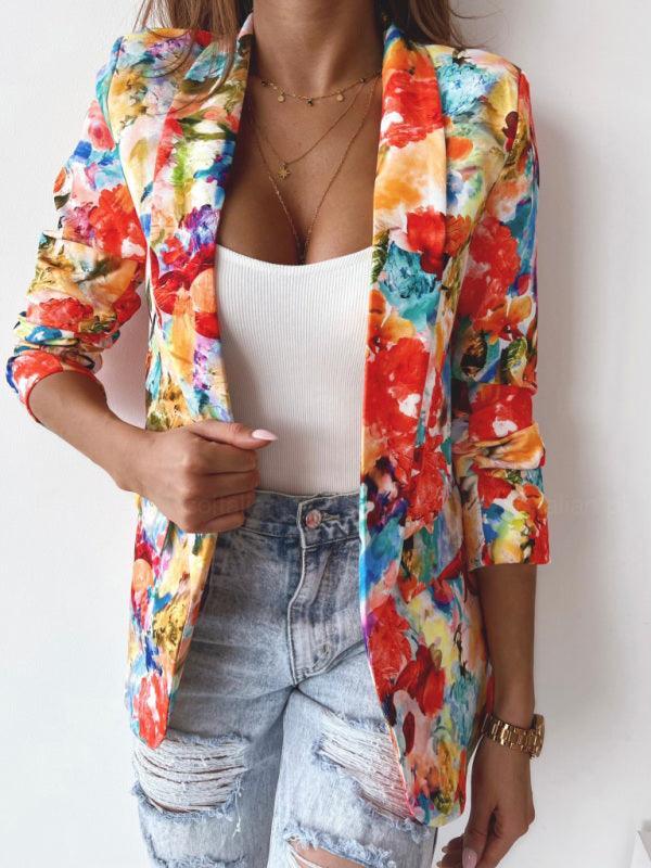 Fashion print spring coat Casual blazer - 808Lush