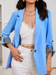 Fashion splicing lapel slim cardigan temperament blazer - 808Lush