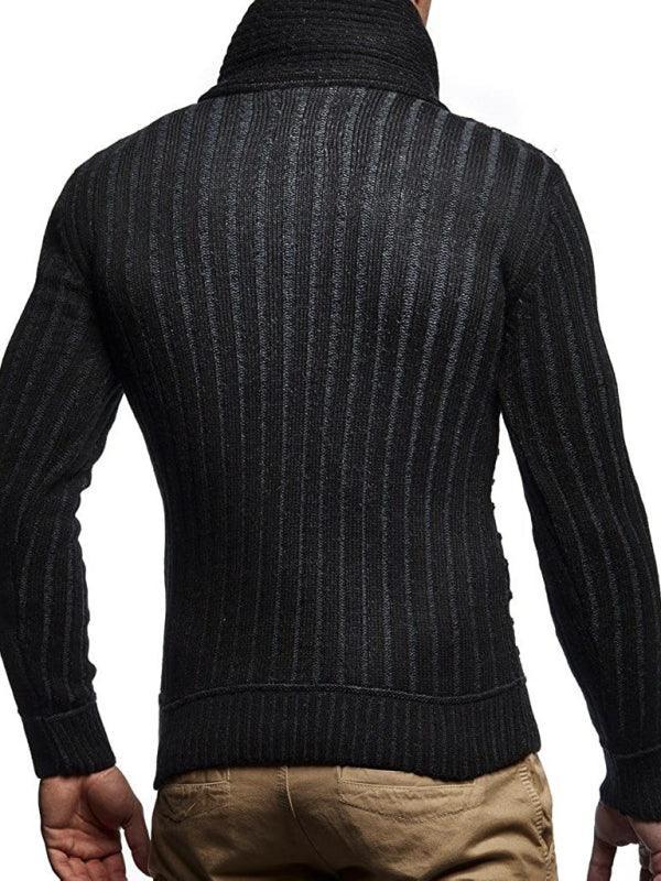 Men's leather buttoned sweater pullover turtleneck loose coat - 808Lush