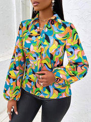 Fashionable slim long-sleeved autumn and winter shirt with printed lapel - 808Lush