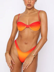 Female sexy suspenders gradient beach bikini - 808Lush