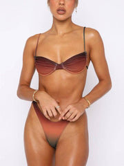 Female sexy suspenders gradient beach bikini - 808Lush