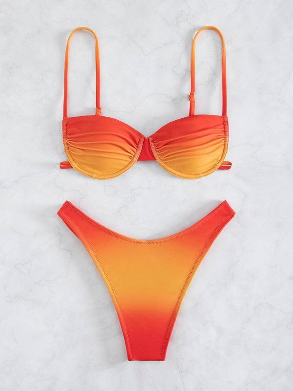 Female sexy suspenders gradient beach bikini - 808Lush