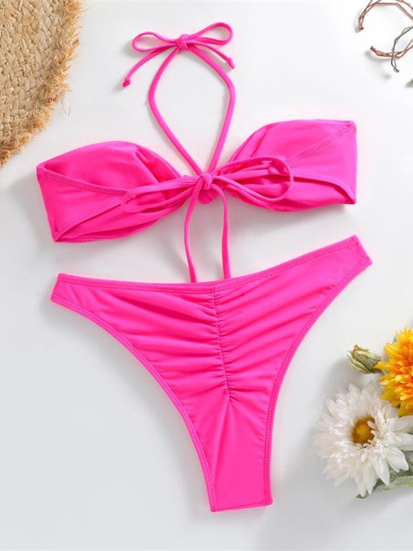 Feminine knot halterneck string bikini - 808Lush