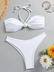 Feminine knot halterneck string bikini - 808Lush