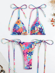 Feminine printed high-waisted strappy two-piece bikini - 808Lush