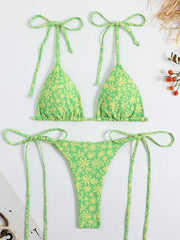 Feminine printed high-waisted strappy two-piece bikini - 808Lush