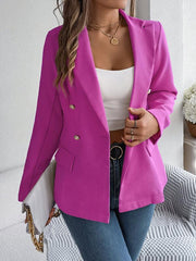 Feminine solid color long-sleeved double-breasted suit - 808Lush