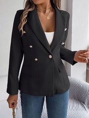 Feminine solid color long-sleeved double-breasted suit - 808Lush