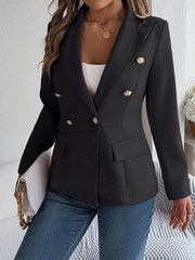 Feminine solid color long-sleeved double-breasted suit - 808Lush