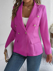 Feminine solid color long-sleeved double-breasted suit - 808Lush