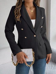 Feminine solid color long-sleeved double-breasted suit - 808Lush