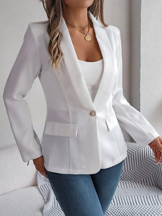 Feminine solid color long-sleeved one-button blazer - 808Lush