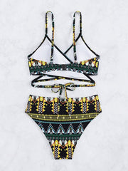 Feminine western style printed stretch elastic two piece bikini - 808Lush