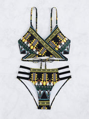 Feminine western style printed stretch elastic two piece bikini - 808Lush