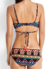 Feminine western style printed stretch elastic two piece bikini - 808Lush