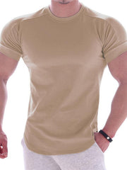 Fitness trendy brand quick-drying round neck elastic short-sleeved tight-fitting sports T-shirt - 808Lush