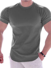 Fitness trendy brand quick-drying round neck elastic short-sleeved tight-fitting sports T-shirt - 808Lush