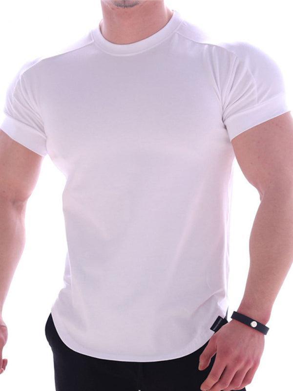 Fitness trendy brand quick-drying round neck elastic short-sleeved tight-fitting sports T-shirt - 808Lush