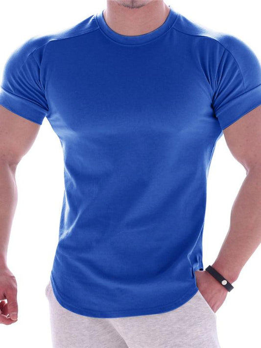 Fitness trendy brand quick-drying round neck elastic short-sleeved tight-fitting sports T-shirt - 808Lush
