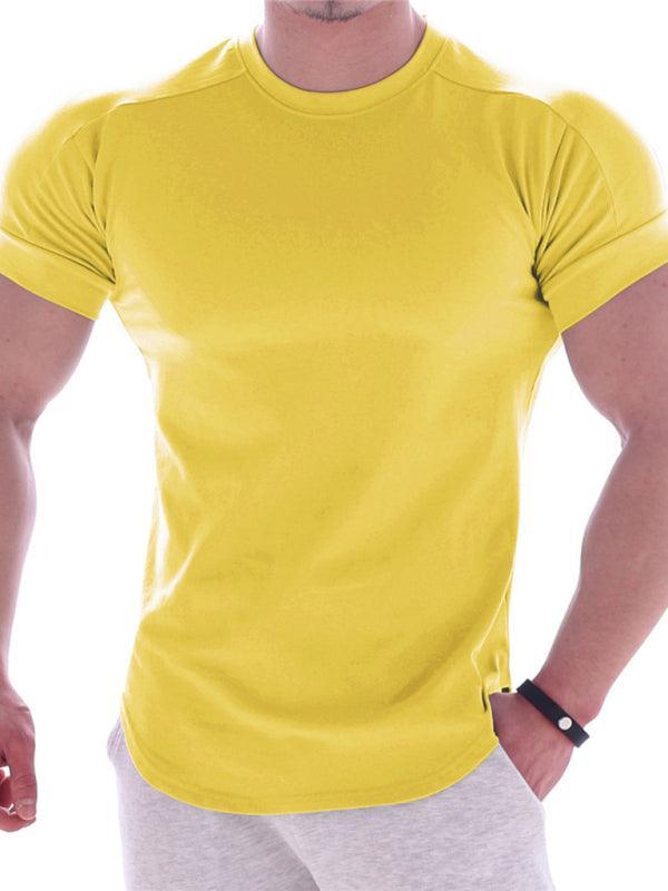 Fitness trendy brand quick-drying round neck elastic short-sleeved tight-fitting sports T-shirt - 808Lush