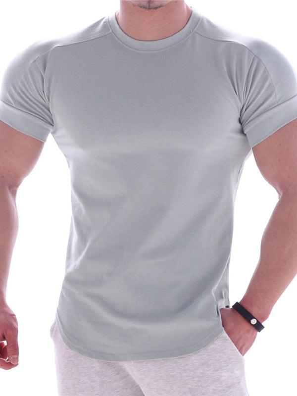 Fitness trendy brand quick-drying round neck elastic short-sleeved tight-fitting sports T-shirt - 808Lush