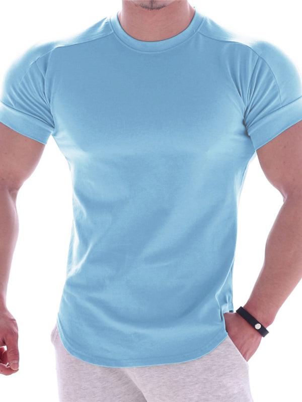 Fitness trendy brand quick-drying round neck elastic short-sleeved tight-fitting sports T-shirt - 808Lush