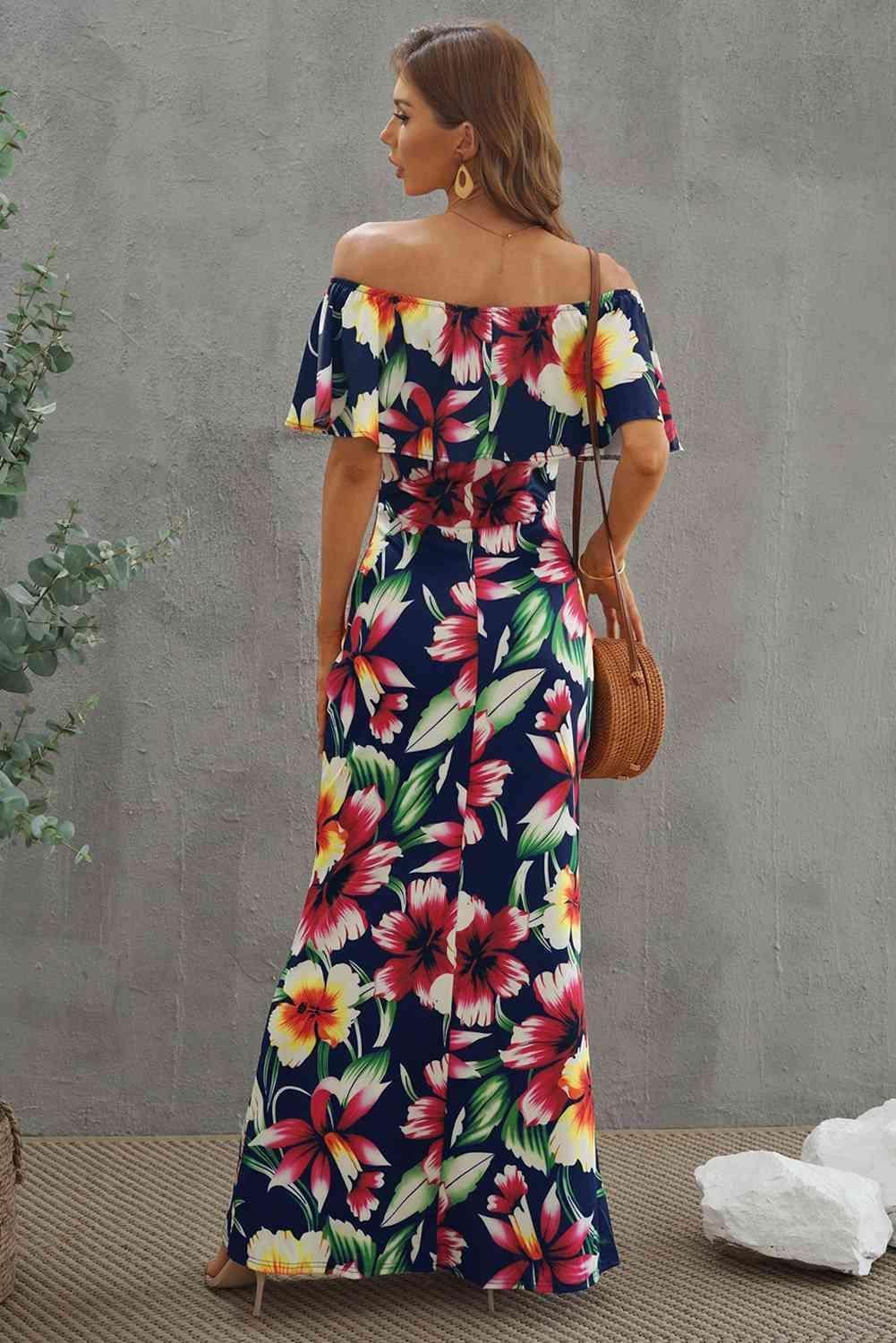 Floral Layered Off-Shoulder Maxi Dress - 808Lush