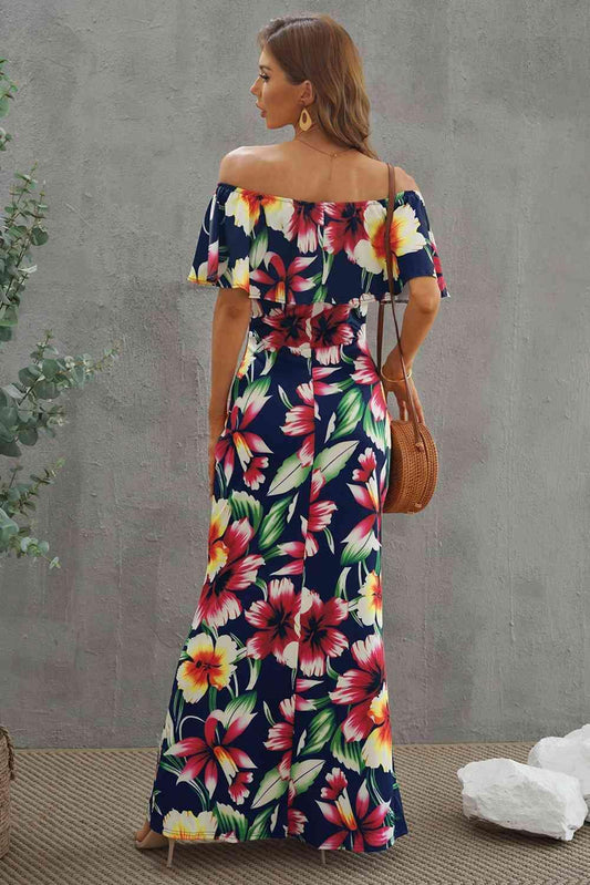 Floral Layered Off-Shoulder Maxi Dress - 808Lush