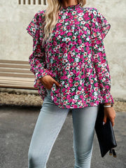 Floral Shirt Feminine Commuter Long Sleeve Top - 808Lush