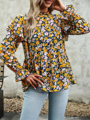 Floral Shirt Feminine Commuter Long Sleeve Top - 808Lush