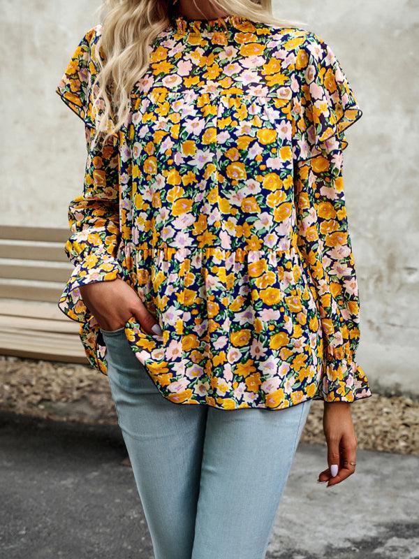 Floral Shirt Feminine Commuter Long Sleeve Top - 808Lush