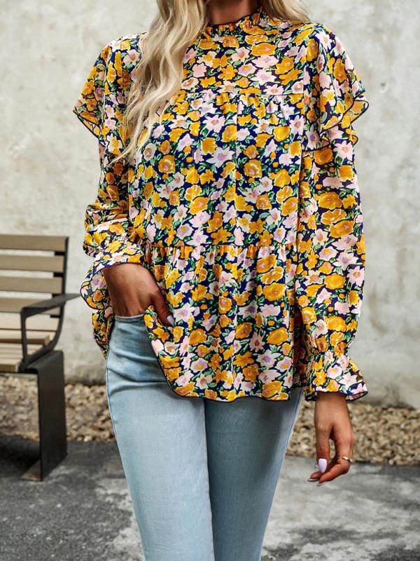 Floral Shirt Feminine Commuter Long Sleeve Top - 808Lush