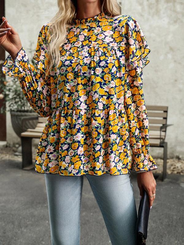 Floral Shirt Feminine Commuter Long Sleeve Top - 808Lush