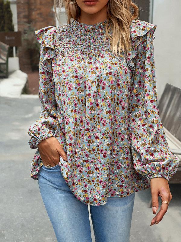 Floral Shirt Femininity Commuter Long Sleeve blouse - 808Lush