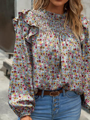 Floral Shirt Femininity Commuter Long Sleeve blouse - 808Lush