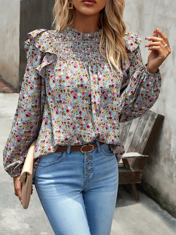 Floral Shirt Femininity Commuter Long Sleeve blouse - 808Lush