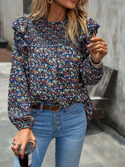 Floral Shirt Femininity Commuter Long Sleeve blouse - 808Lush