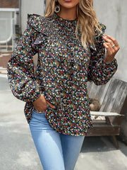 Floral Shirt Femininity Commuter Long Sleeve blouse - 808Lush