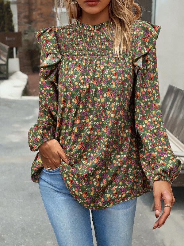 Floral Shirt Femininity Commuter Long Sleeve blouse - 808Lush