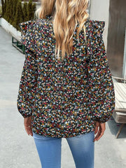 Floral Shirt Femininity Commuter Long Sleeve blouse - 808Lush