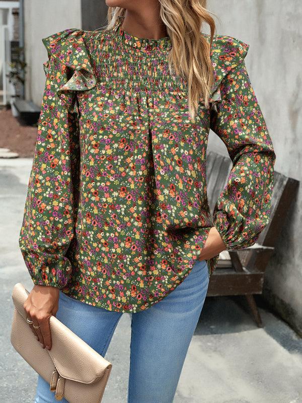 Floral Shirt Femininity Commuter Long Sleeve blouse - 808Lush