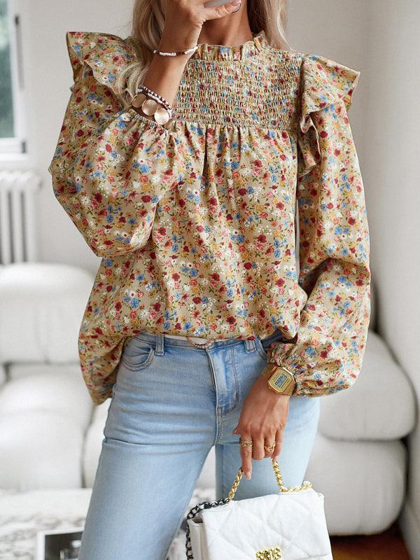 Floral Shirt Femininity Commuter Long Sleeve blouse - 808Lush