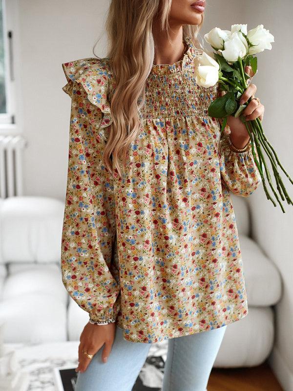 Floral Shirt Femininity Commuter Long Sleeve blouse - 808Lush