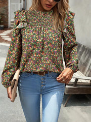 Floral Shirt Femininity Commuter Long Sleeve blouse - 808Lush