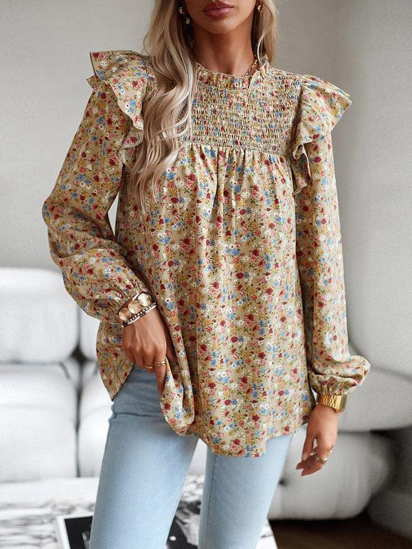 Floral Shirt Femininity Commuter Long Sleeve blouse - 808Lush