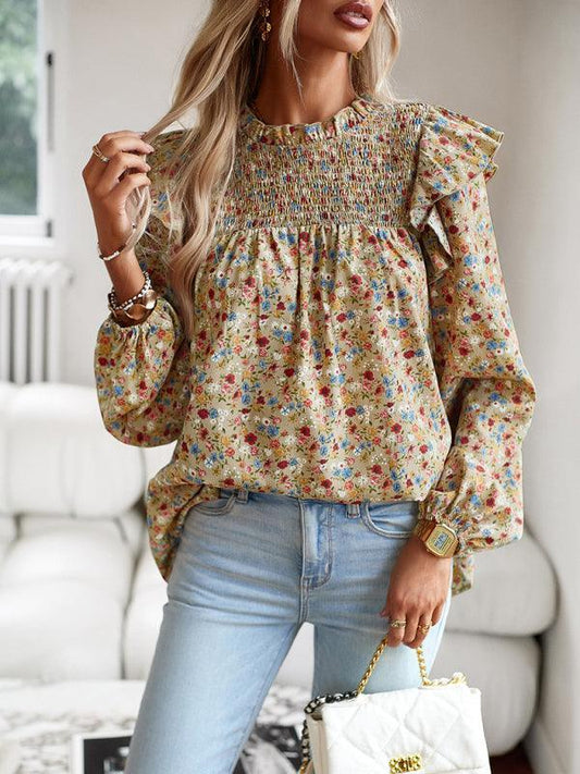 Floral Shirt Femininity Commuter Long Sleeve blouse - 808Lush